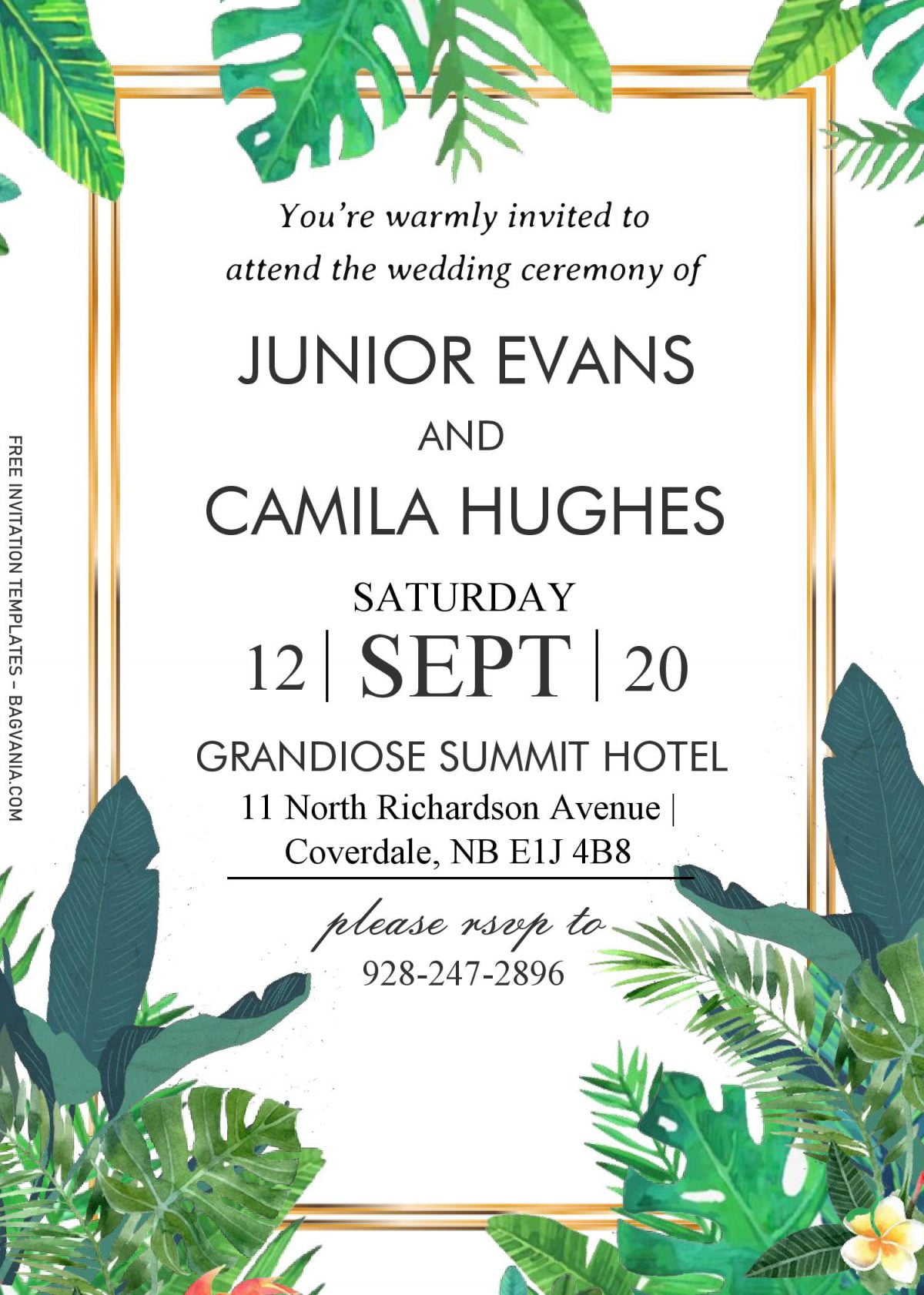 Tropical Leaves Invitation Templates - Editable With MS Word and has aesthetic fonts