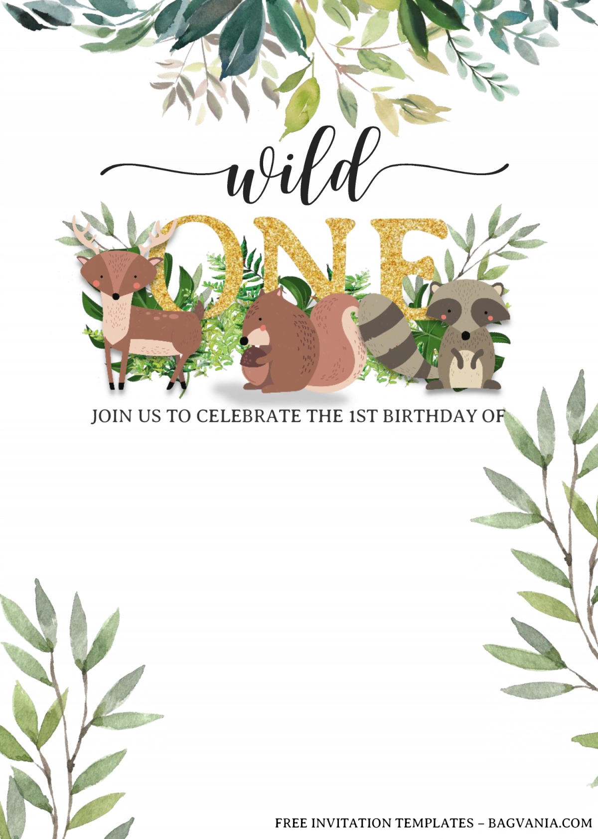 Wild One Invitation Templates - Editable With MS Word and has Gold Wording