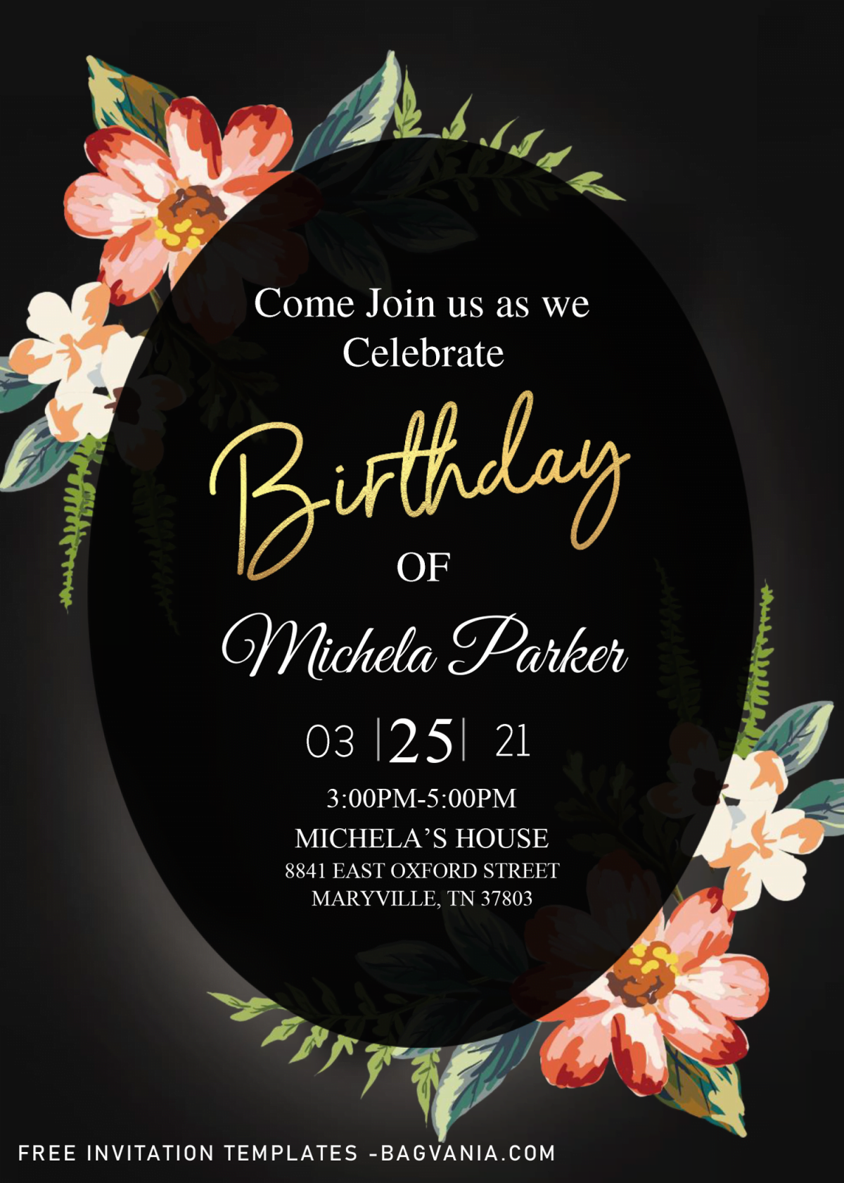 30TH Birthday Invitation Templates - Editable With Mircrosoft Word and has gold wording