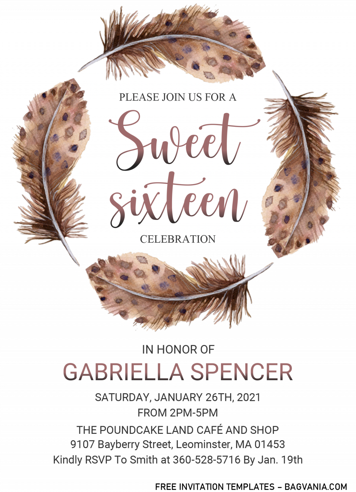 Boho Sweet Sixteen Invitation Templates - Editable With MS Word and has 