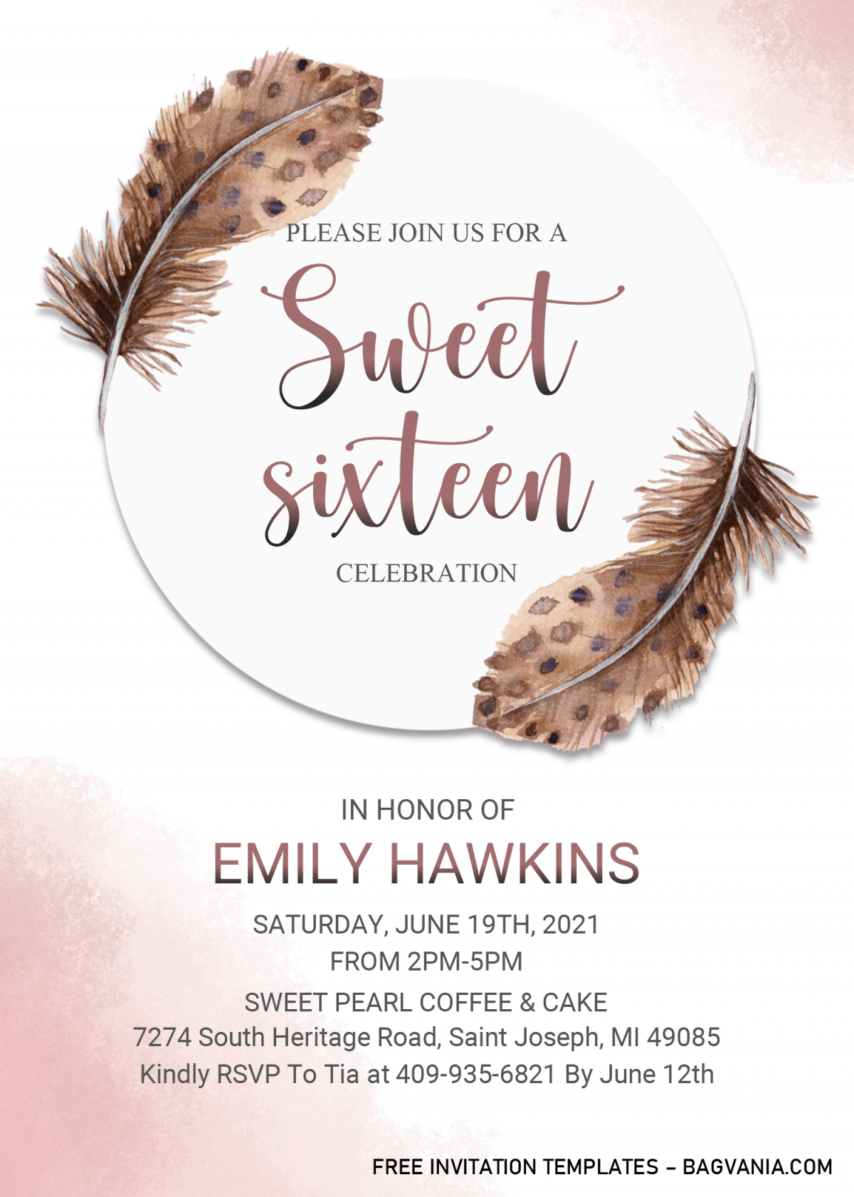 Boho Sweet Sixteen Invitation Templates - Editable With MS Word and has 
