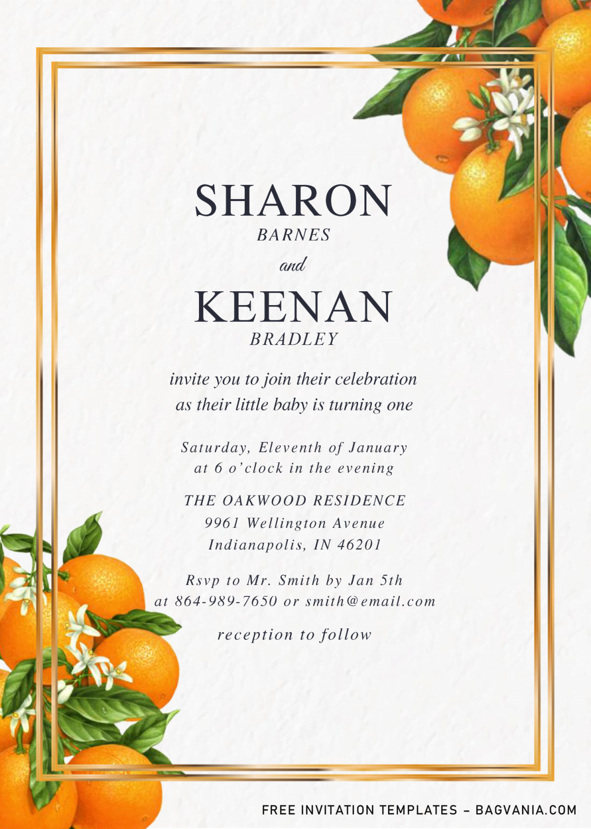 Orange Blossom Invitation Templates - Editable .Docx and has portrait orientation design