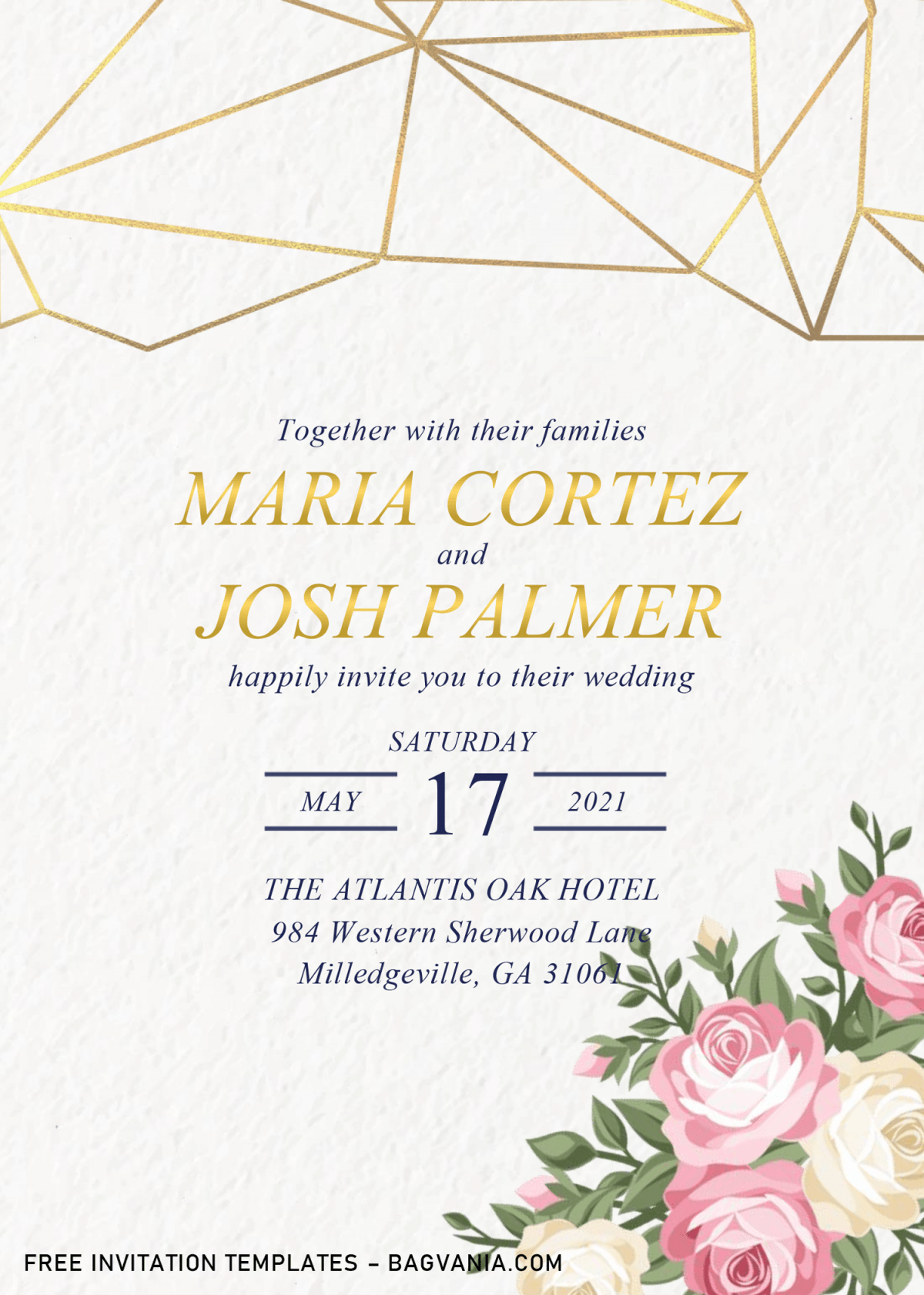 Geometric Floral Invitation Templates - Editable .Docx and has canvas style background