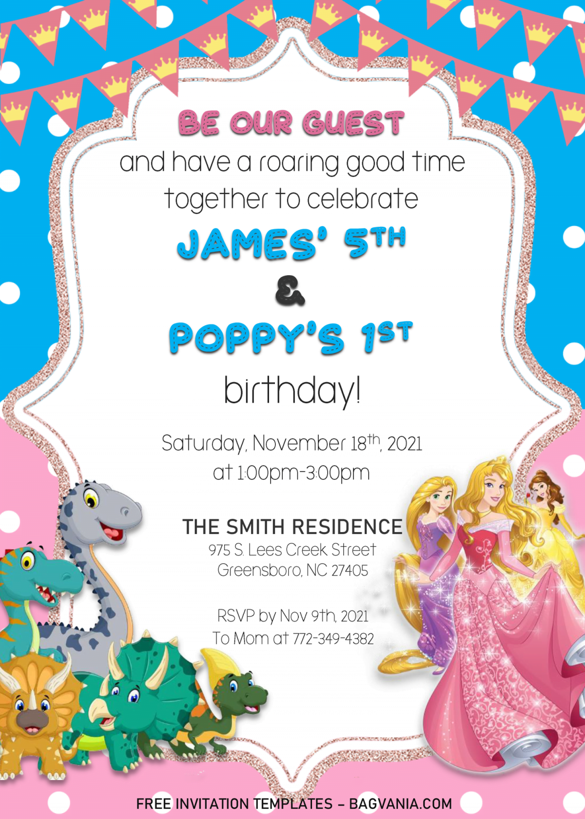 Cute Joint Birthday Invitation Templates - Editable With Ms Word