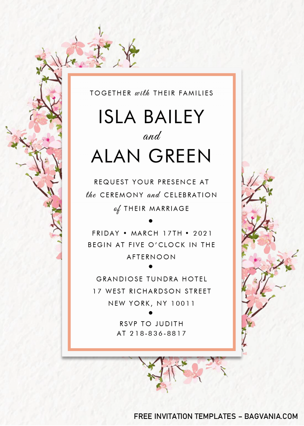 Modern Floral Invitation Templates - Editable With MS Word and has paper grain background