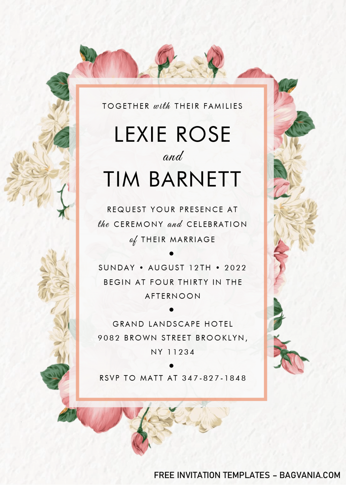 Modern Floral Invitation Templates - Editable With MS Word and has portrait orientation design