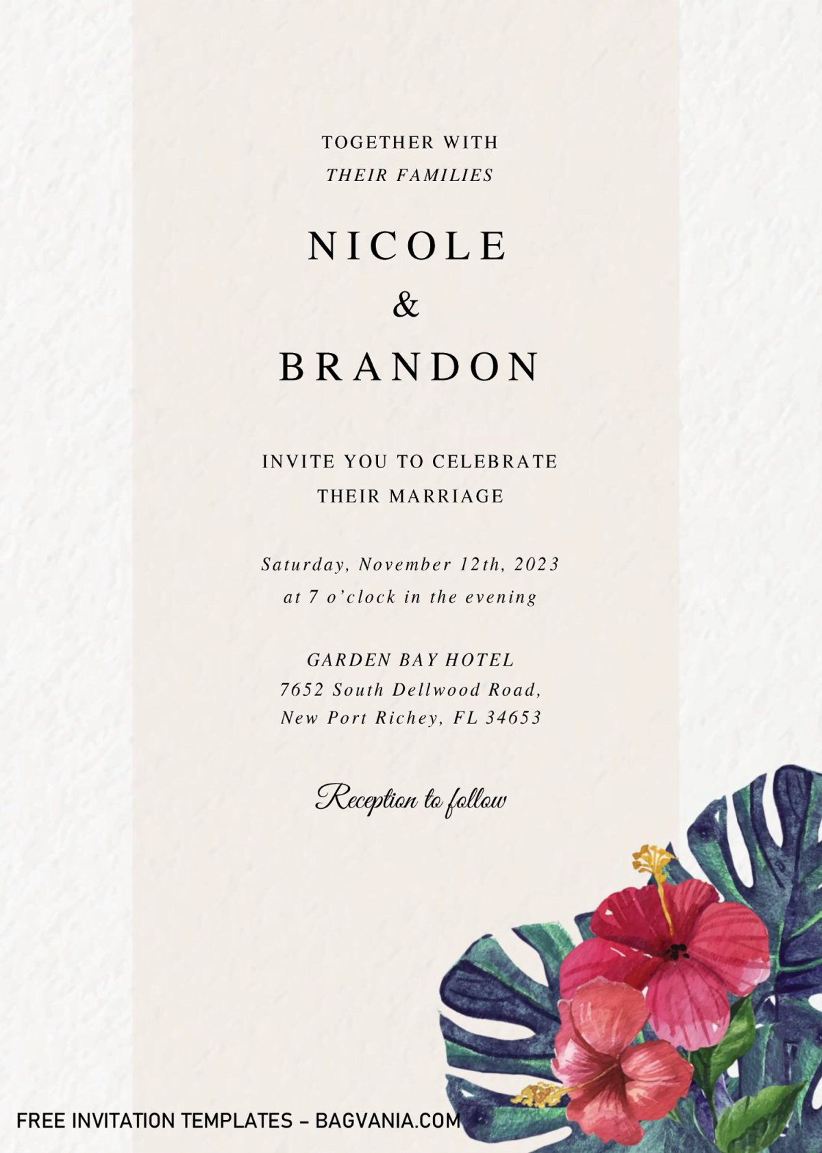 Modern Tropical Invitation Templates - Editable With MS Word and has canvas style background