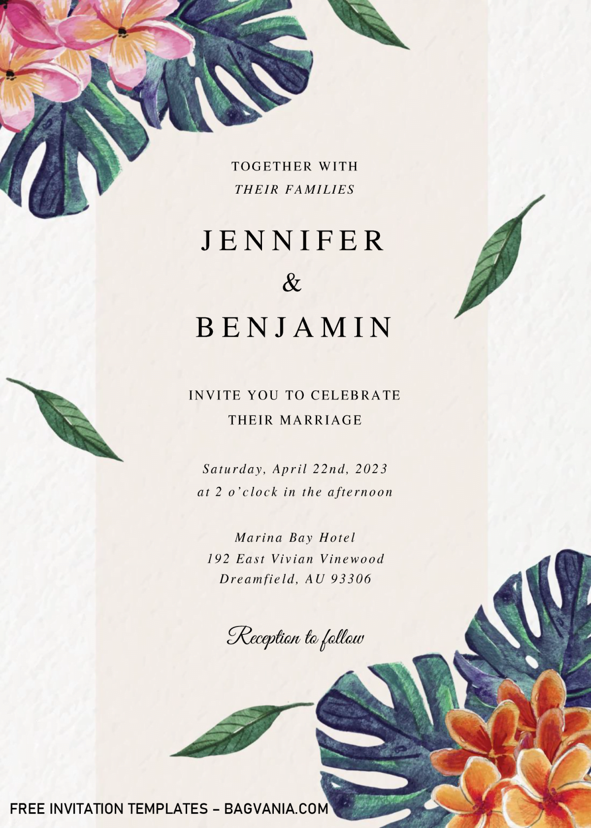 Modern Tropical Invitation Templates - Editable With MS Word and has portrait orientation