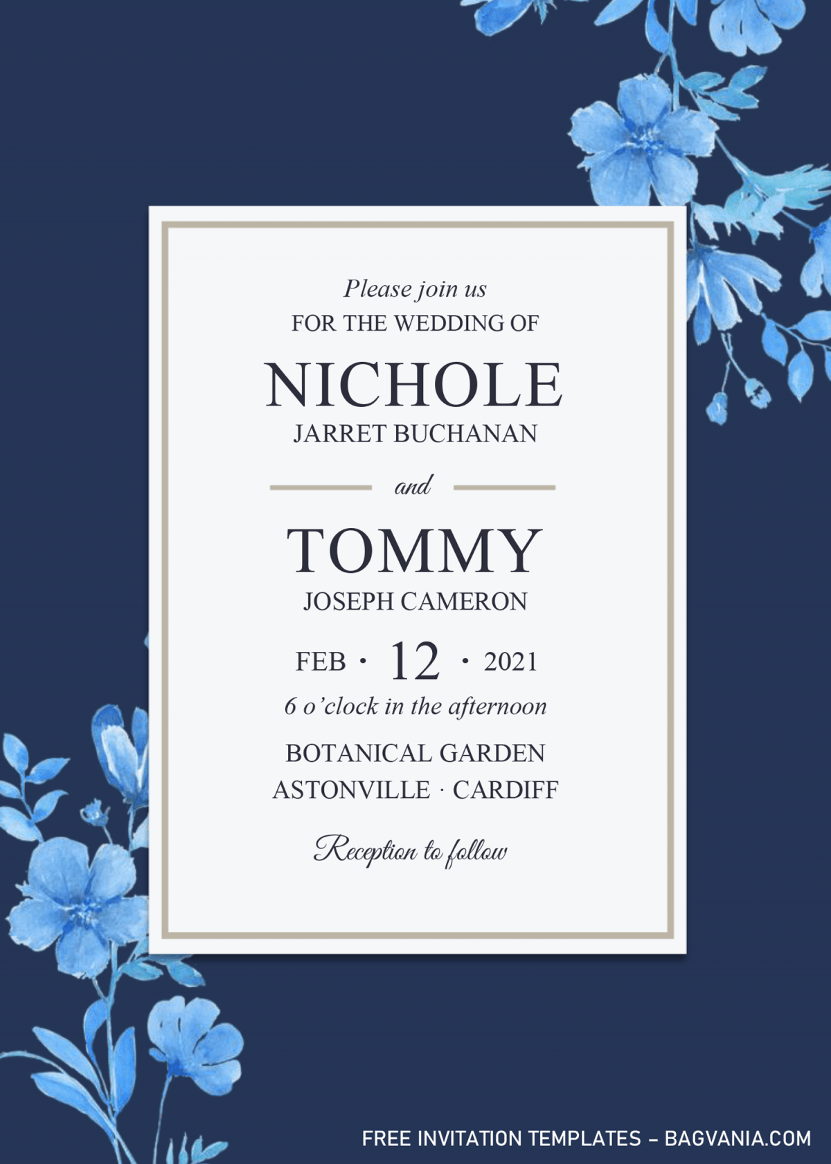 Modern Navy Invitation Templates - Editable With Microsoft Word and has navy background