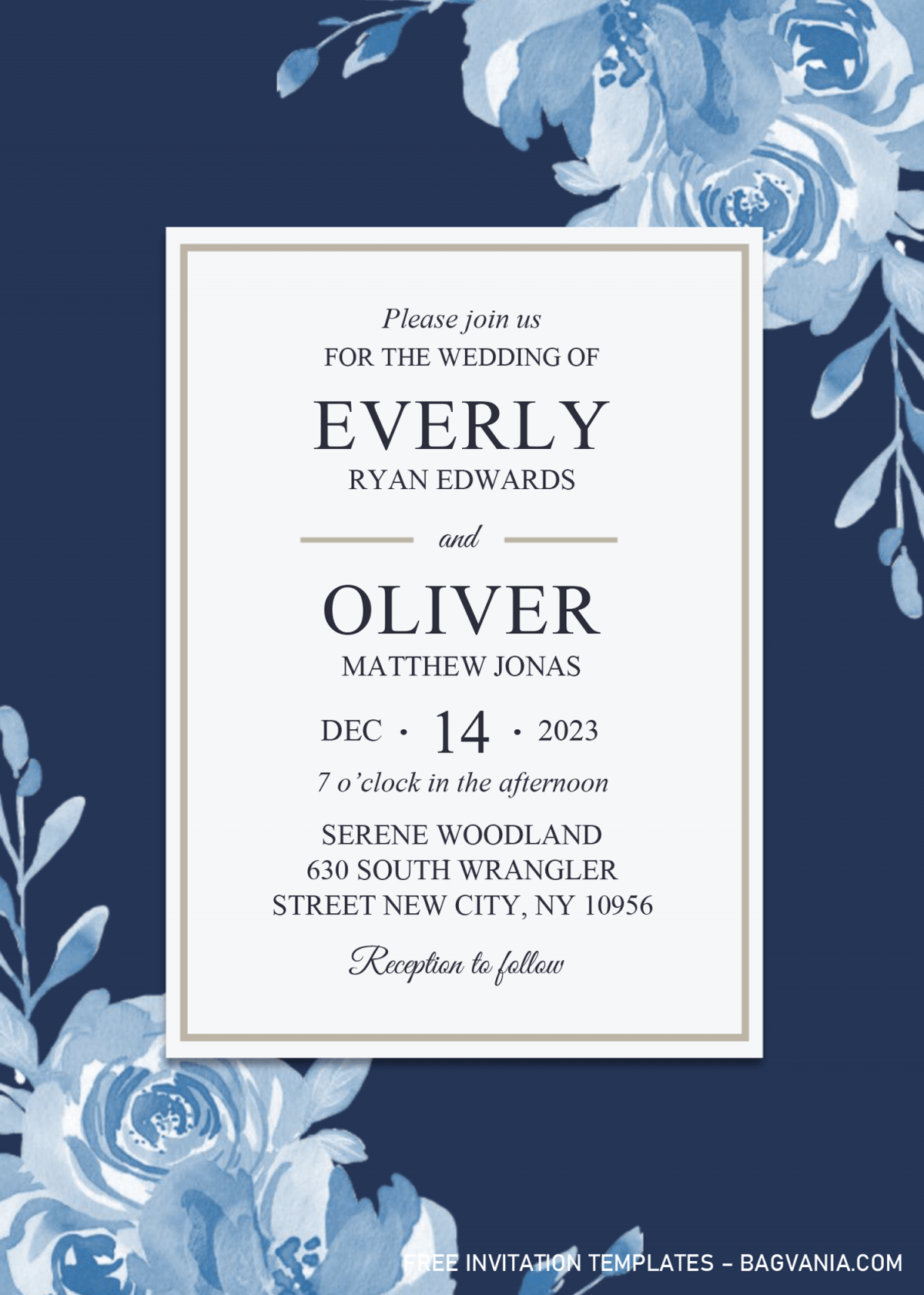 Modern Navy Invitation Templates - Editable With Microsoft Word and has white rectangle text box