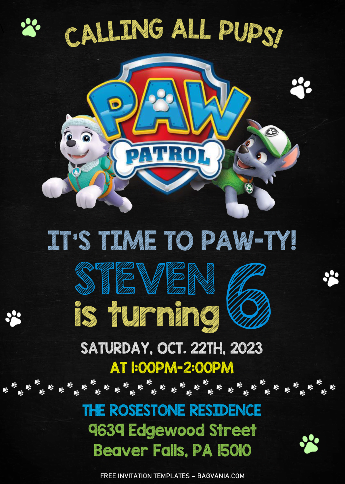 PAW Patrol Invitation Templates - Editable With Microsoft Word and has paw patrol logo