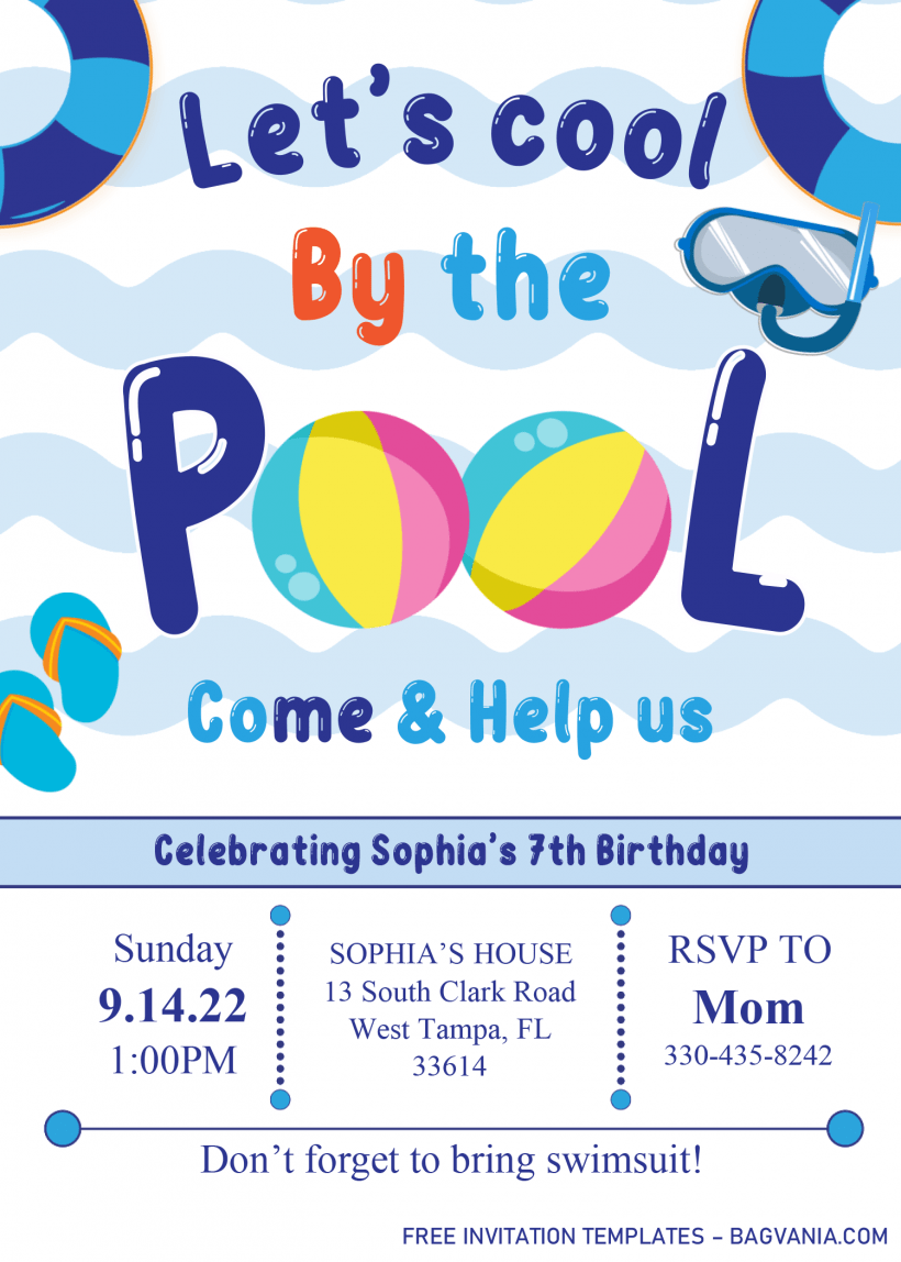 Pool Party Invitation Templates – Editable .Docx | FREE Printable ...