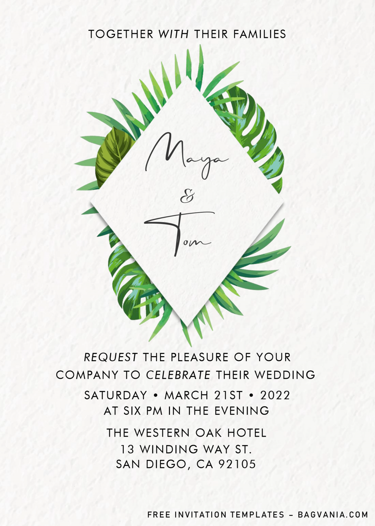 Classy Tropical Invitation Templates - Editable .Docx and has aesthetic fonts