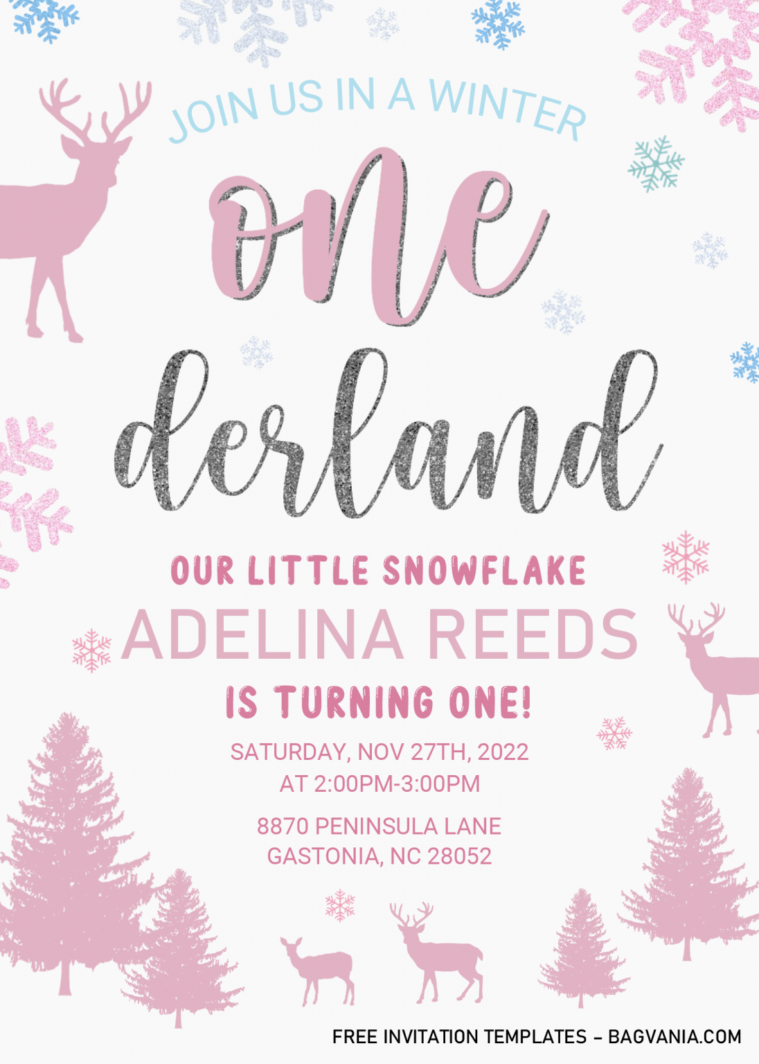 Winter Onederland Invitation Templates – Editable .Docx | FREE 