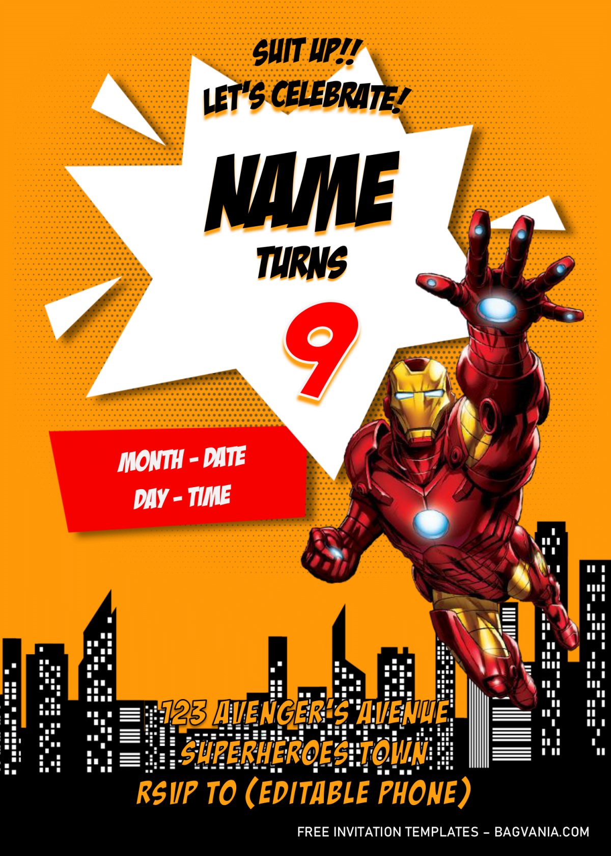 Avengers Birthday Party Invitation Templates - Editable With MS Word and has comic style