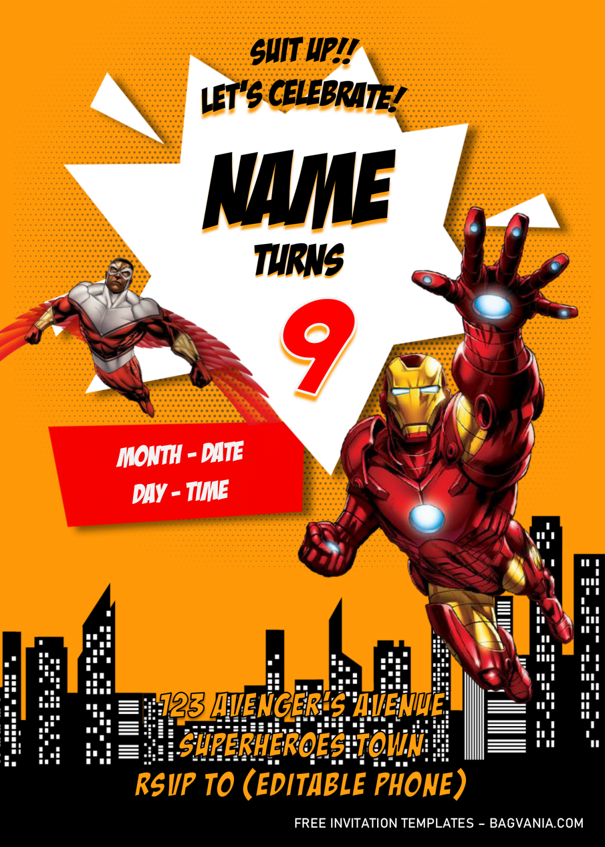 Avengers Birthday Party Invitation Templates - Editable With MS Word and has ironman