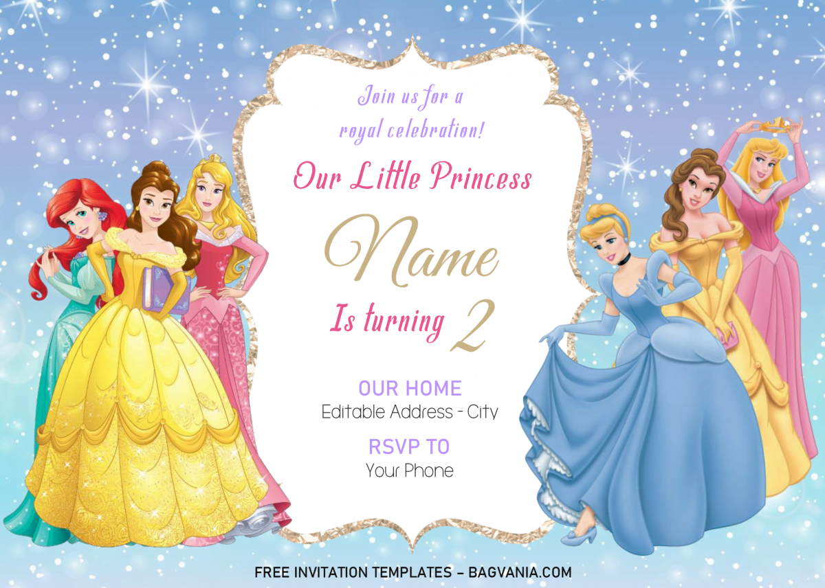 Disney Princess Invitation Templates - Editable With MS Word and has