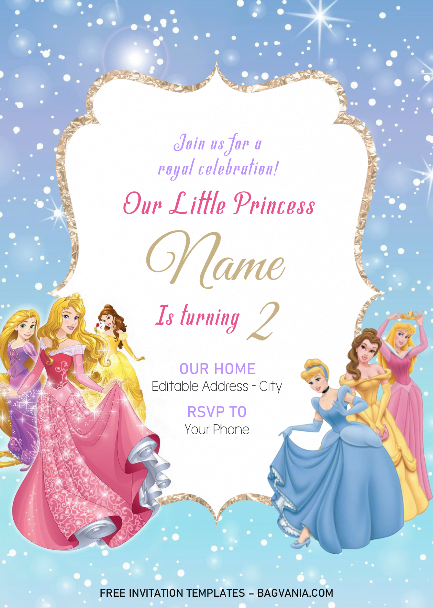 Disney Princess Invitation Templates Editable With MS Word FREE