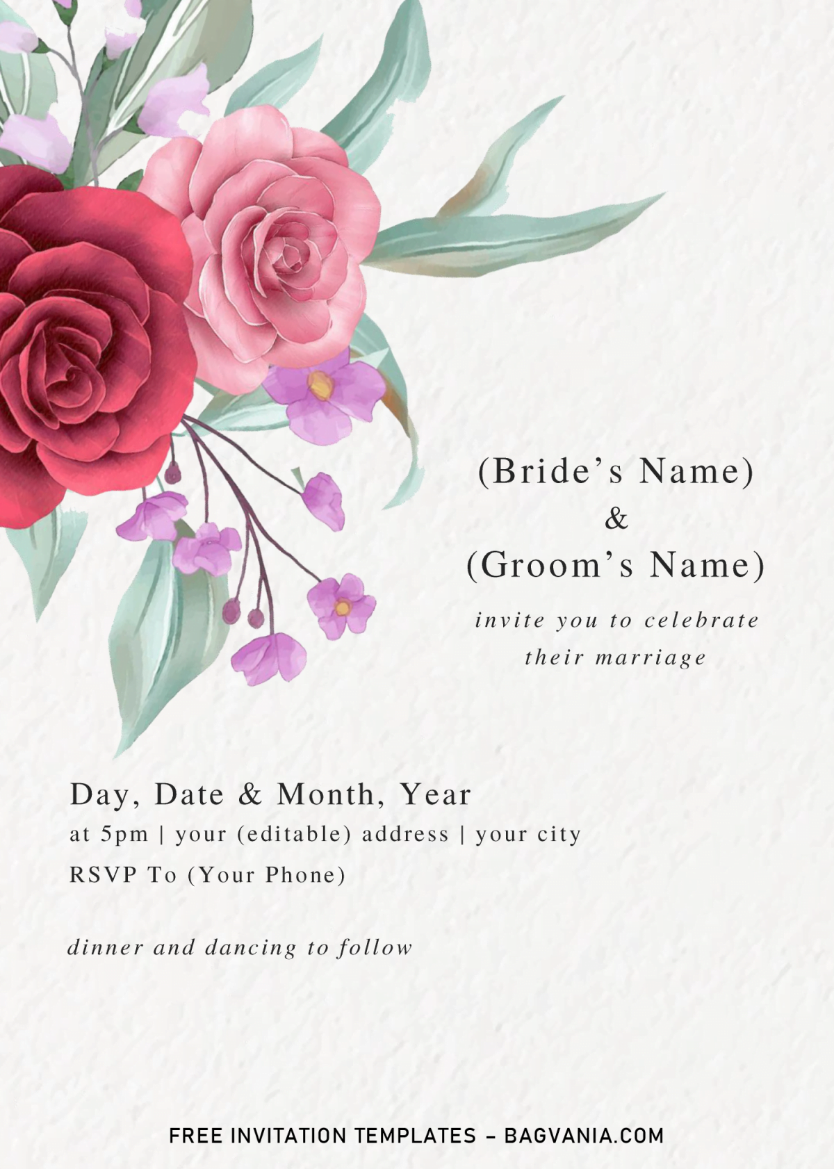 Floral And Greenery Invitation Templates - Editable With Microsoft Word and has 