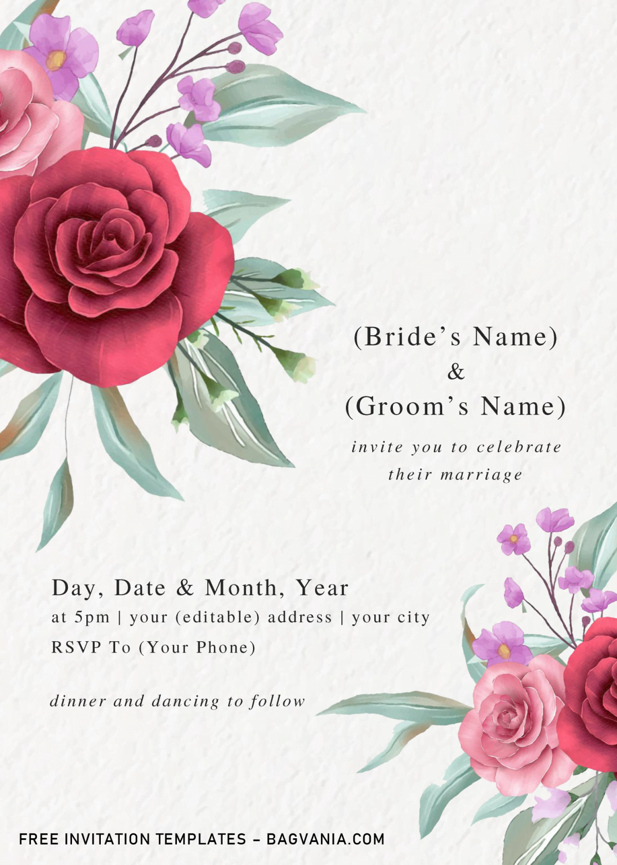 Floral And Greenery Invitation Templates - Editable With Microsoft Word and has elegant font styles