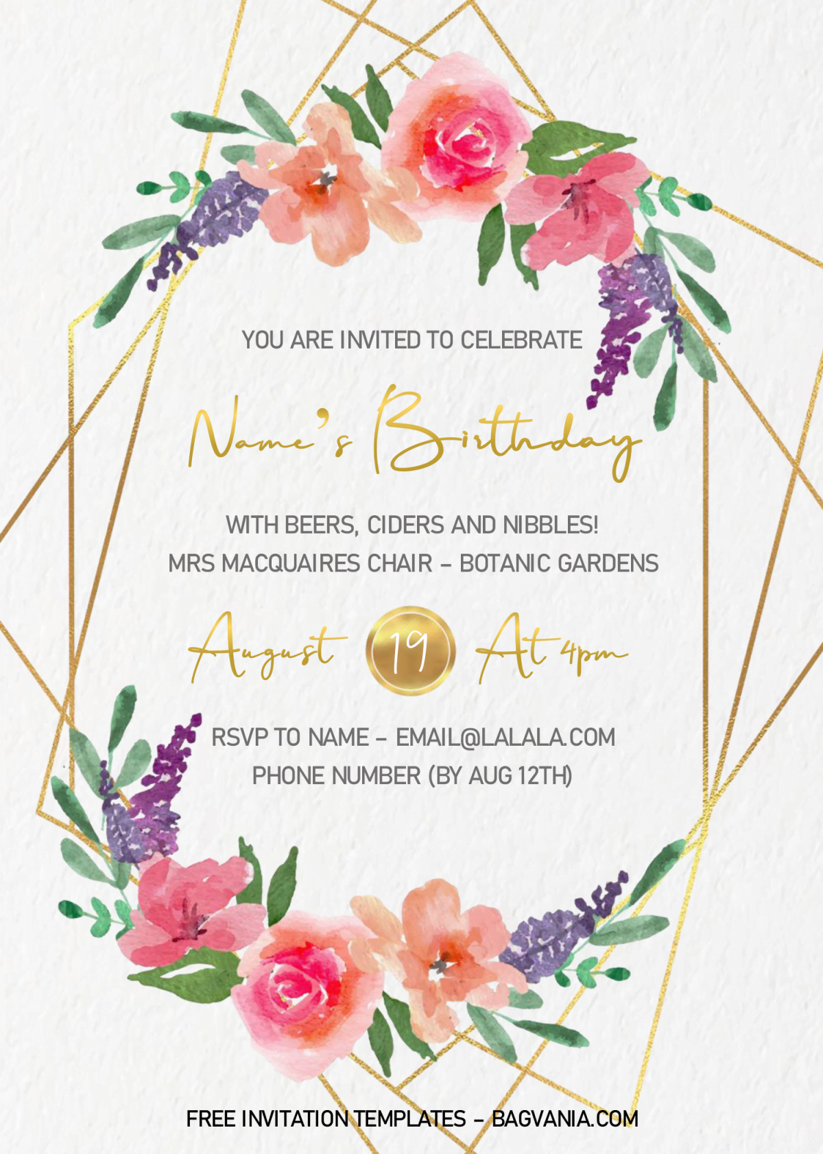 Gold Geometric Invitation Templates - Editable .Docx and has canvas background