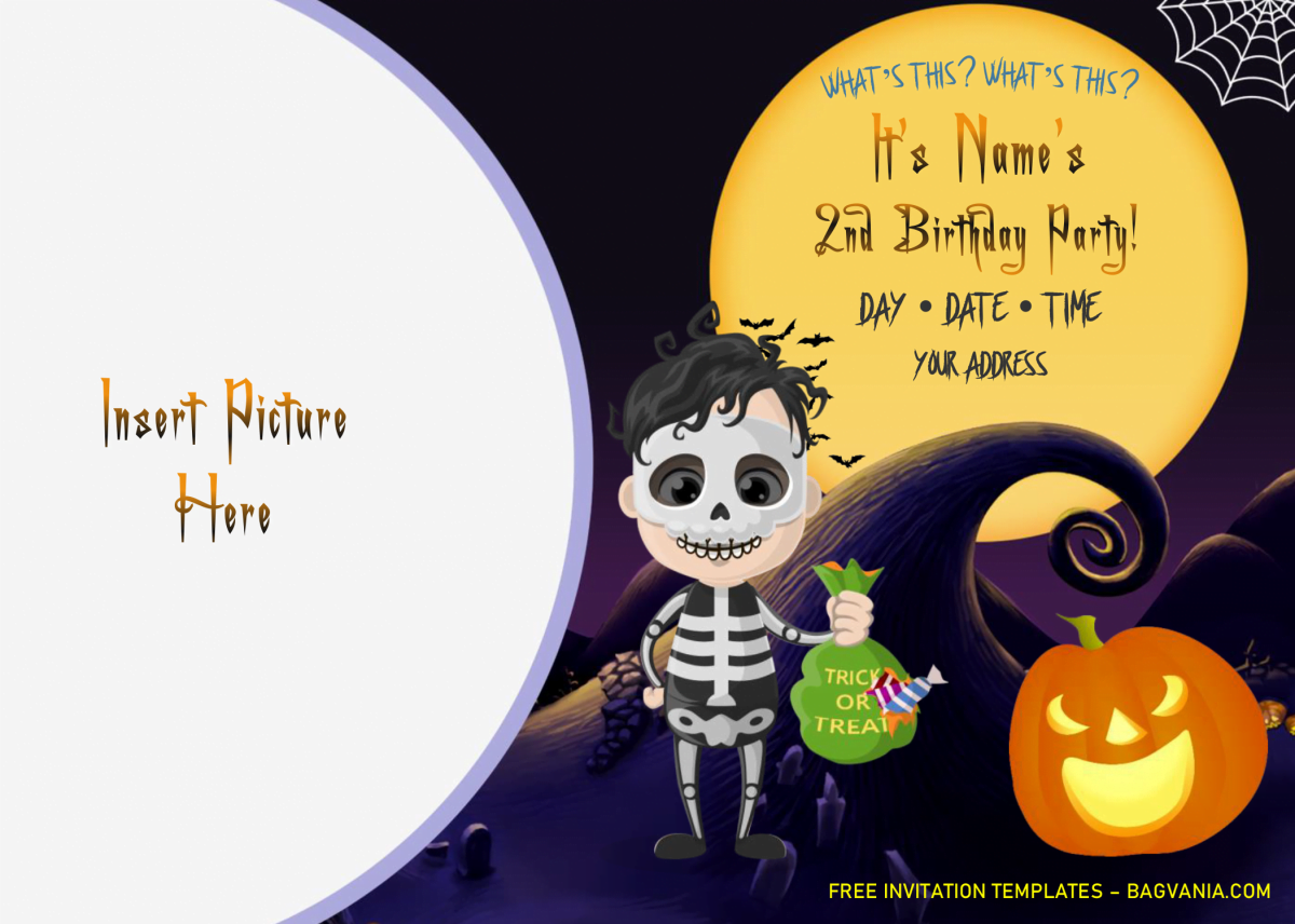 Halloween Birthday Invitation Templates - Editable .Docx and has trick and treat boys