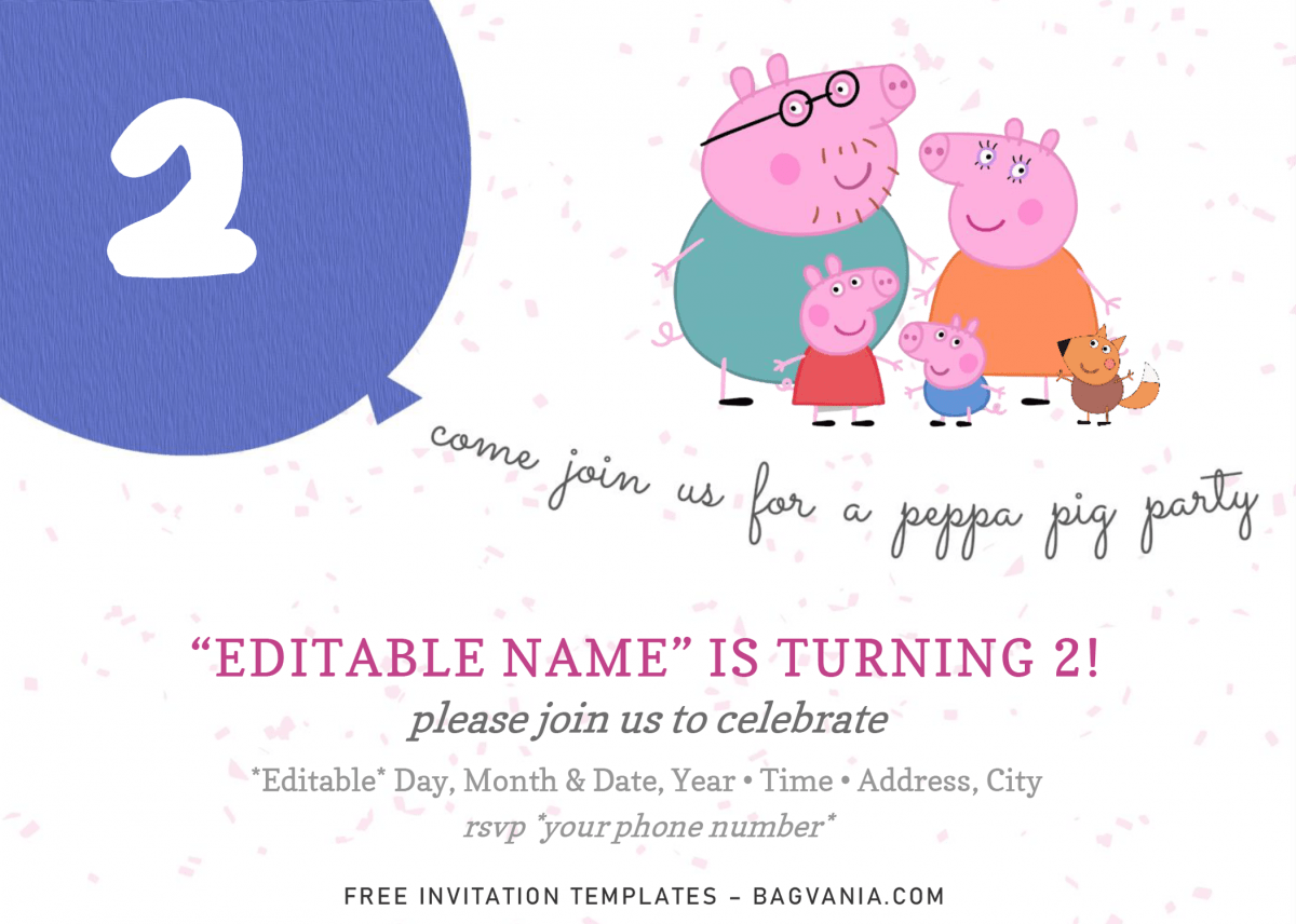 Peppa Pig Baby Shower Invitation Templates - Editable With Microsoft Word and has peppa mom and dad