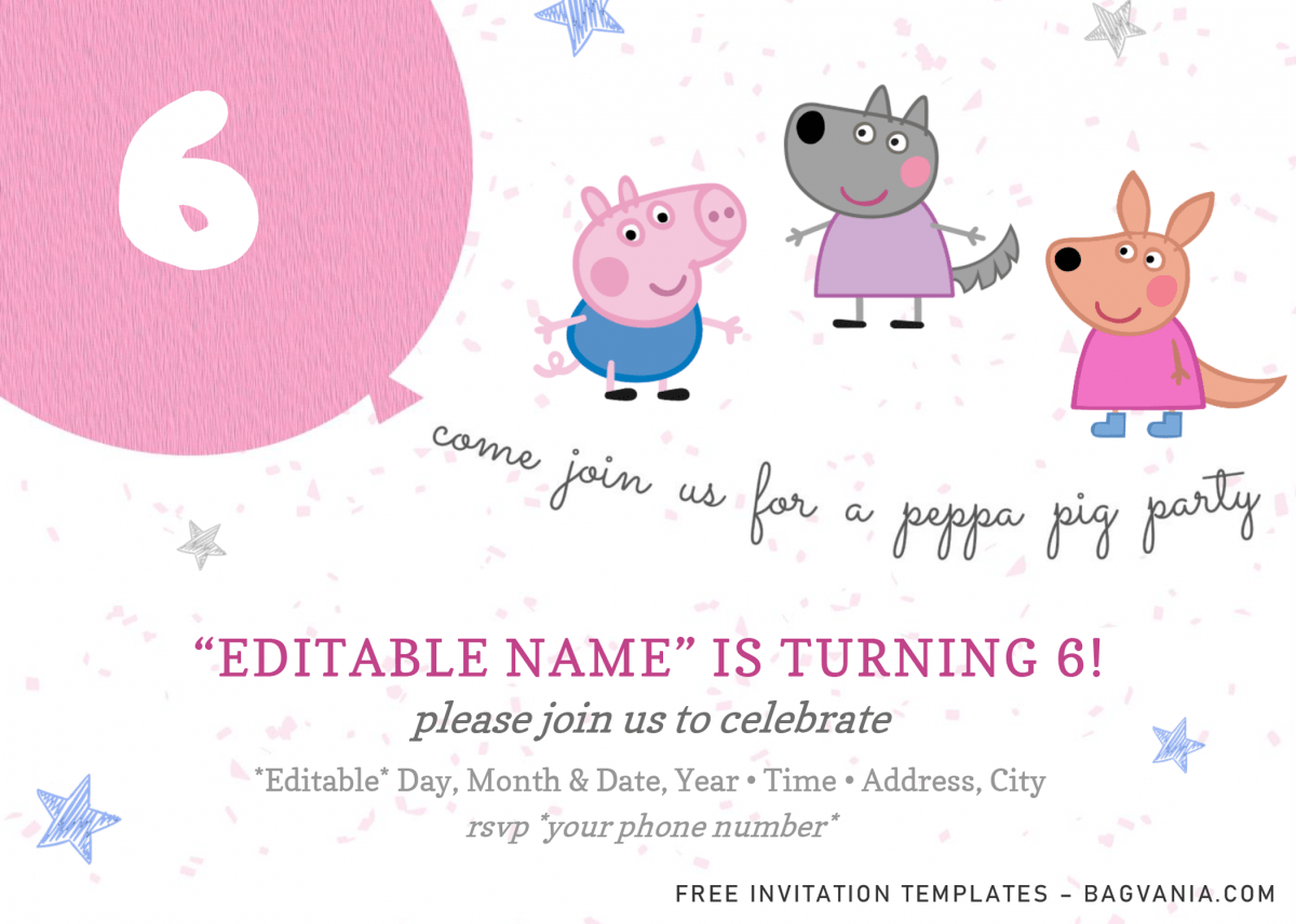 Peppa Pig Baby Shower Invitation Templates - Editable With Microsoft Word and has landscape orientation