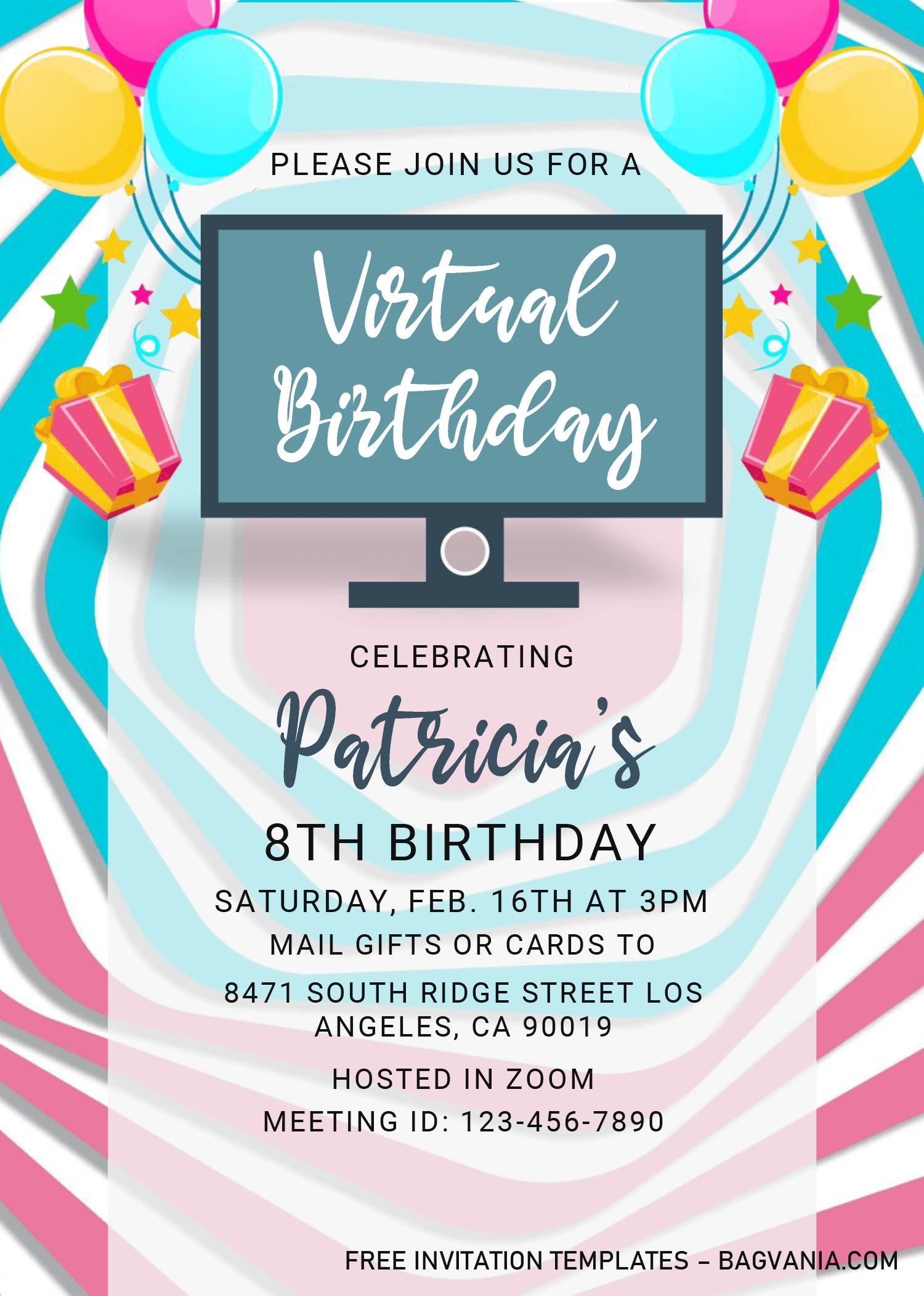 Virtual Party Invitation Templates – Editable With Microsoft Word Inside Birthday Card Template Microsoft Word