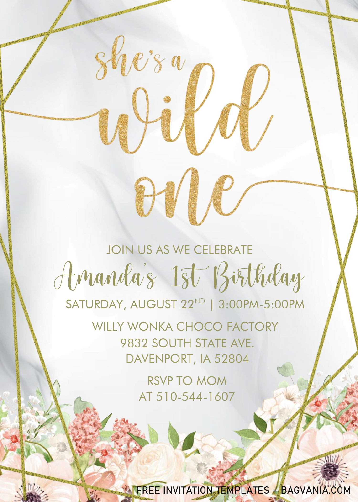 Wild One Floral Invitation Templates Editable With MS Word FREE