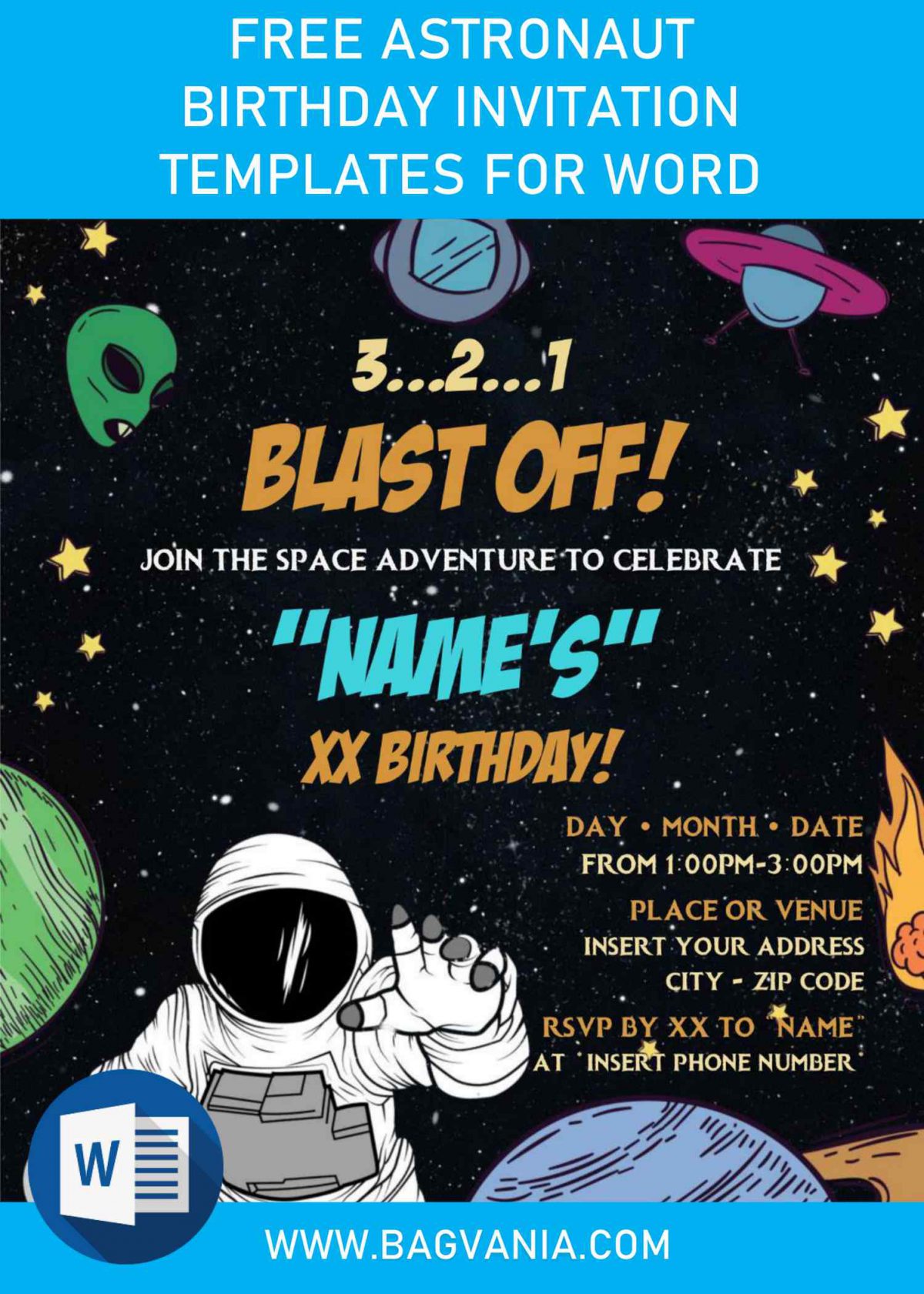Free Astronaut Birthday Invitation Templates For Word