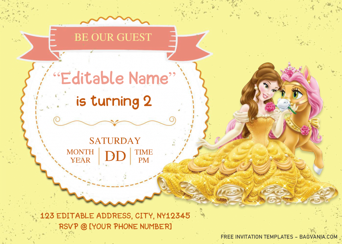 Beauty And The Beast Baby Shower Invitation Templates - Editable With MS Word and has belle and unicorn