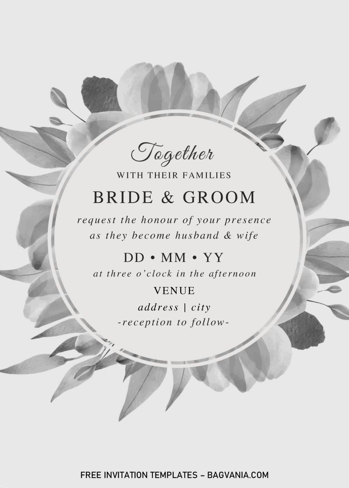 Black And White Wedding Invitation Templates - Editable With MS Word and has elegant typography