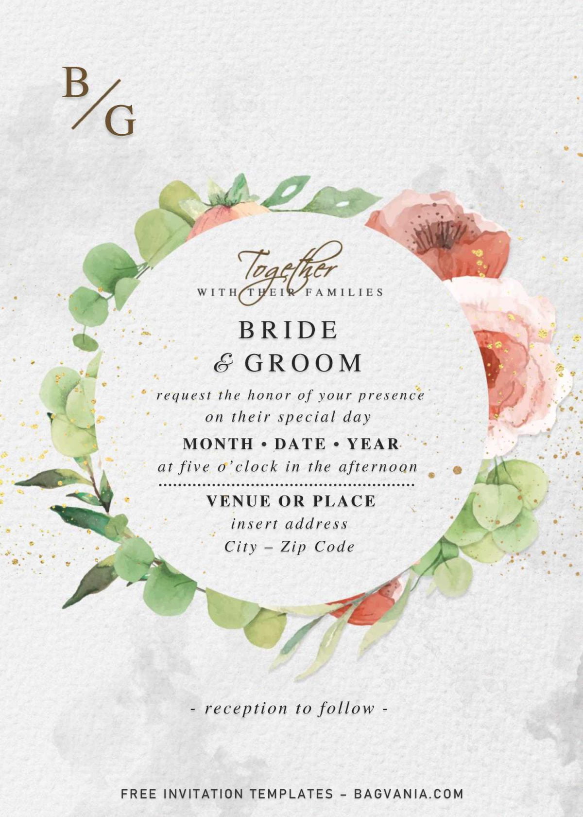 Free Vintage Floral Wedding Invitation Templates For Word and has custom floral wreath