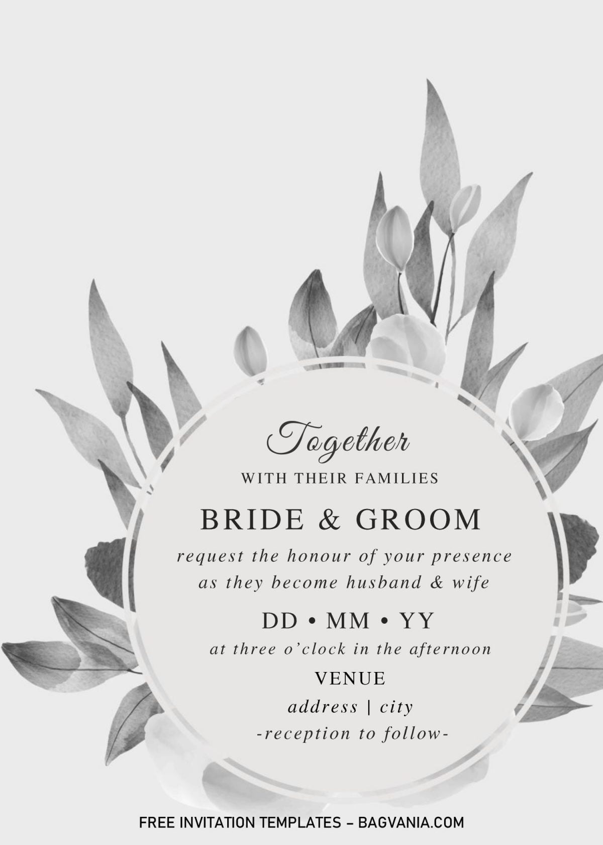 Black And White Wedding Invitation Templates - Editable With MS Word and has monochromatic design
