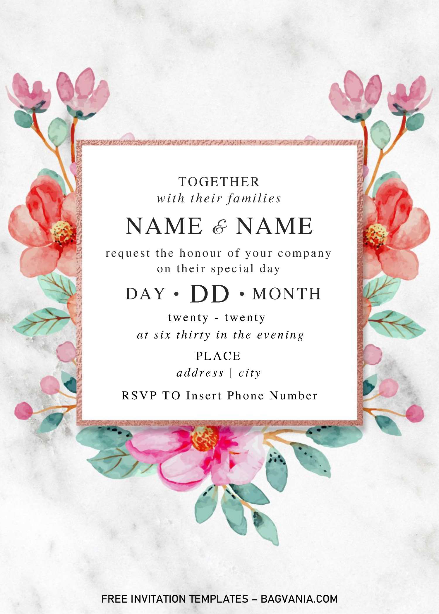 Festive Floral Wedding Invitation Templates – Editable With Microsoft ...