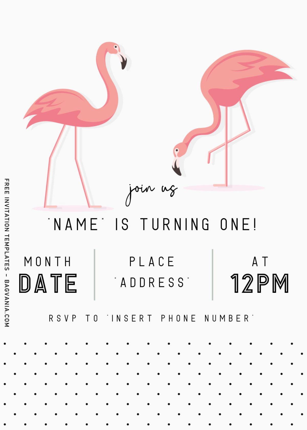 Flamingo Birthday Invitation Templates - Editable With Microsoft Word and has solid white background