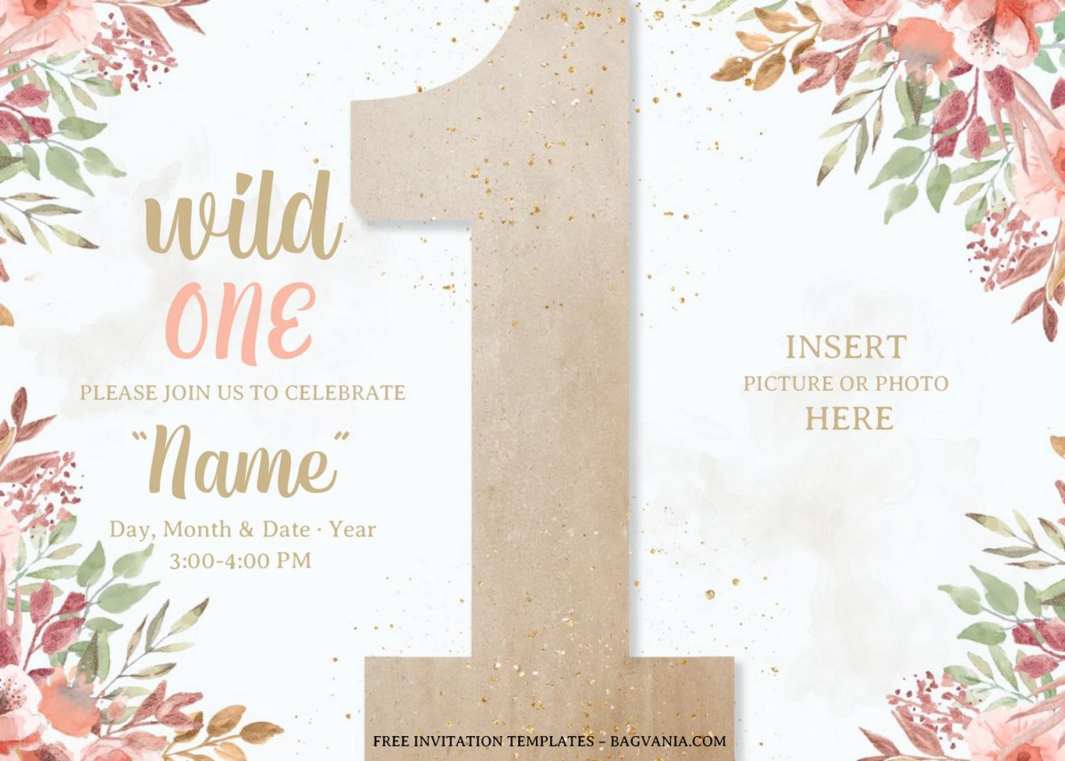 Free Wild One Baby Shower Invitation Templates For Word and has watercolor frame border