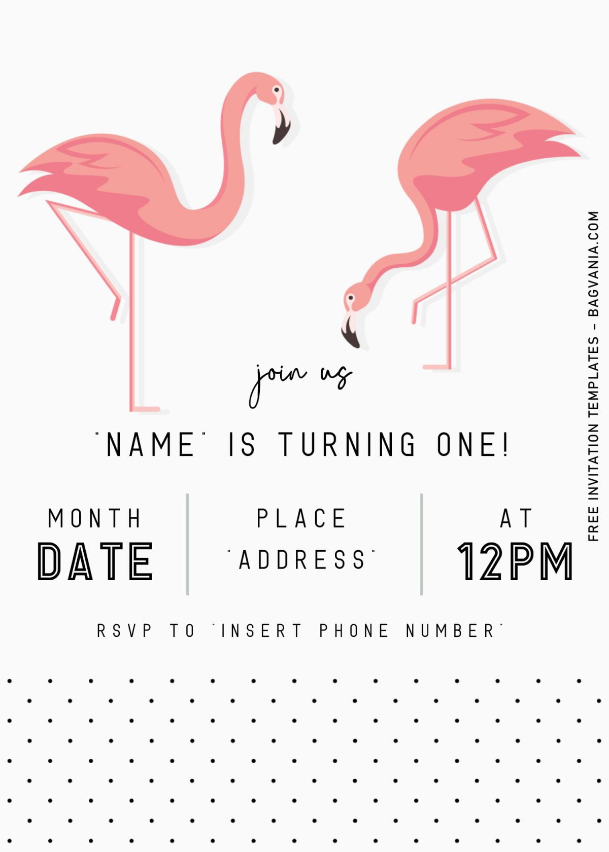 Flamingo Birthday Invitation Templates - Editable With Microsoft Word and has portrait orientation