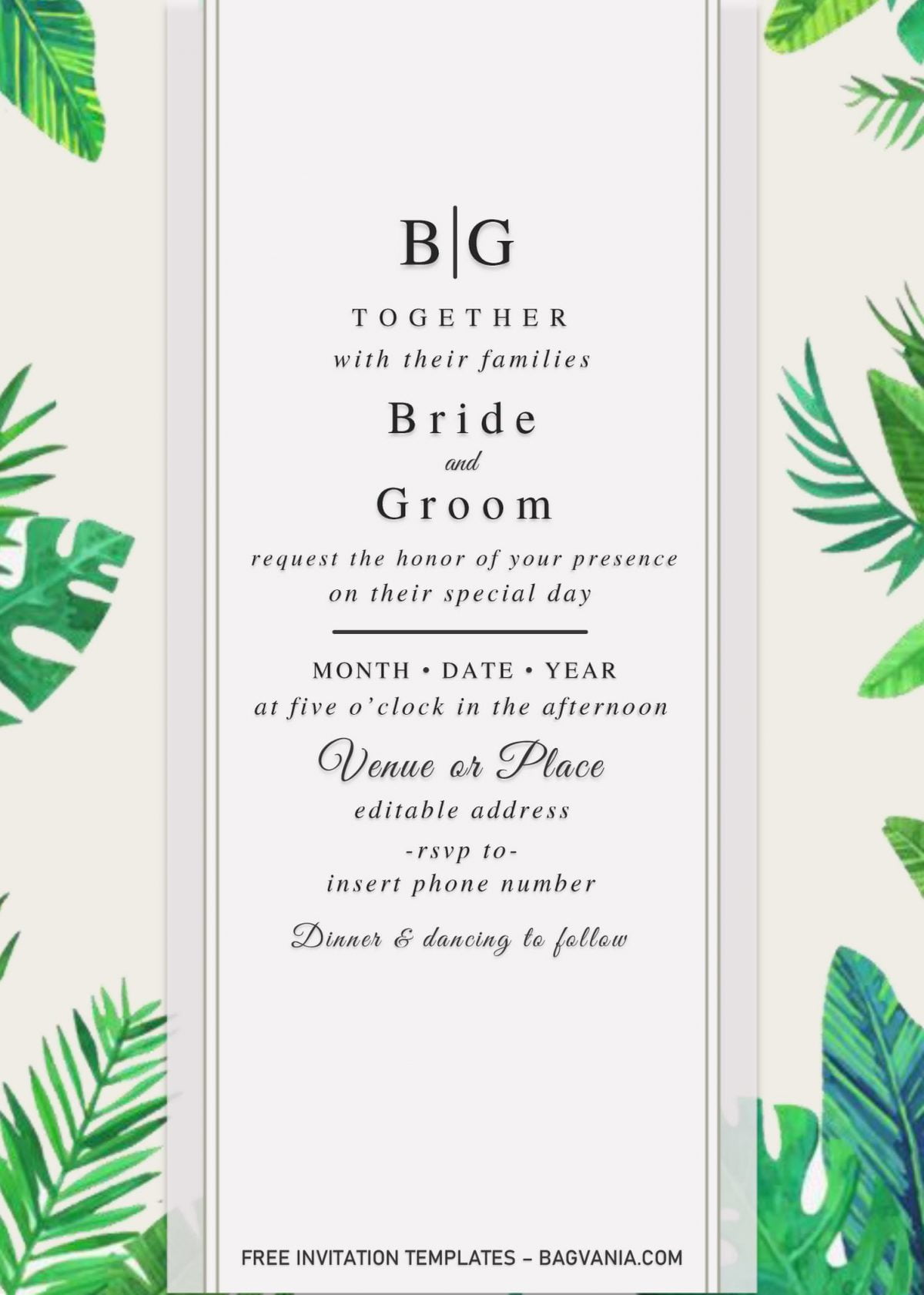 Summer Garden Wedding Invitation Templates - Editable With MS Word and has portrait orientation