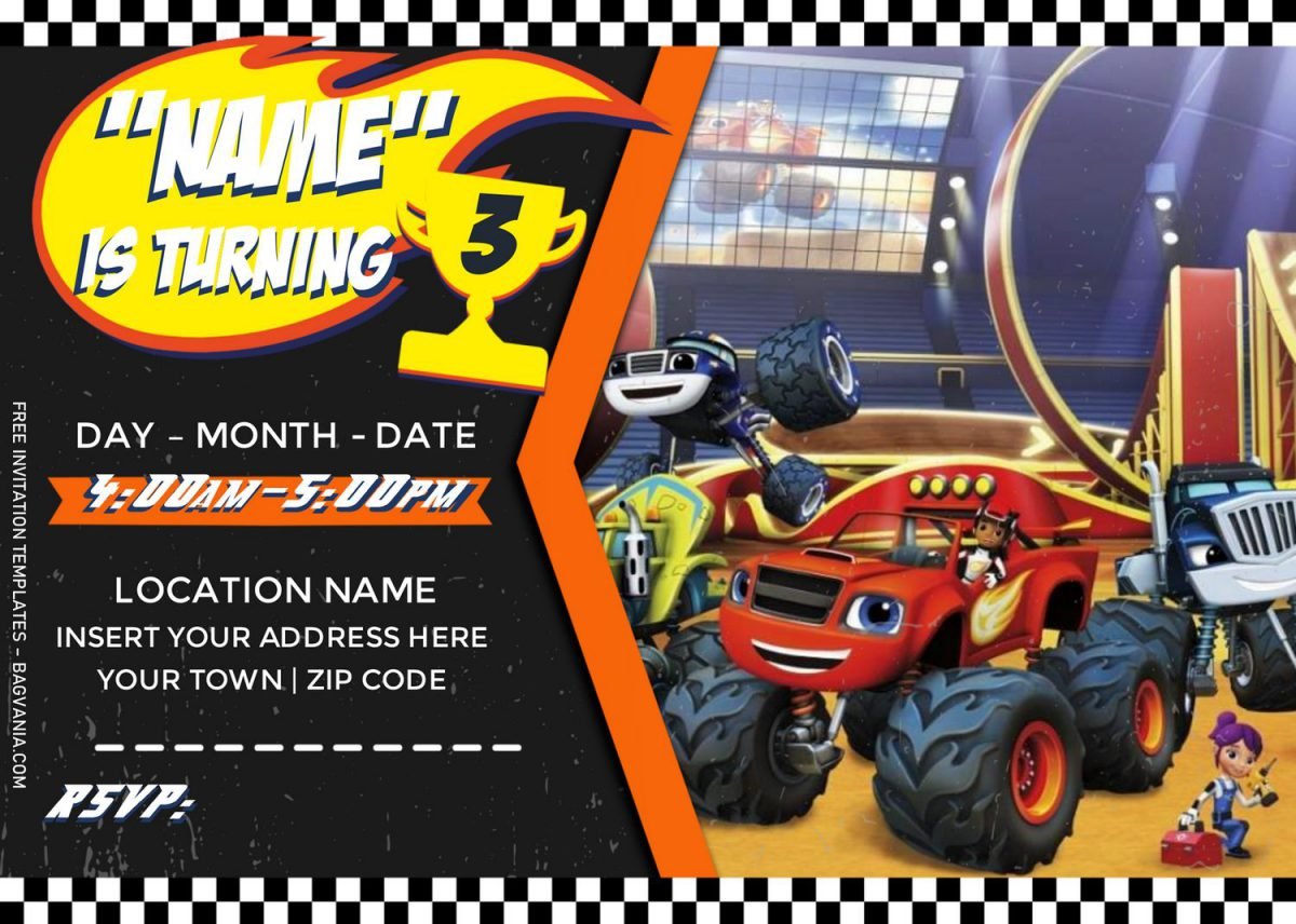 Free Blaze And The Monster Machines Birthday Invitation Templates For Word and has 