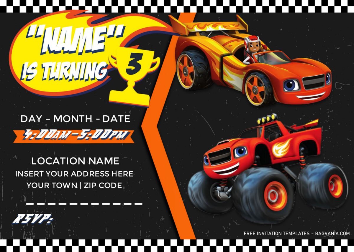 Free Blaze And The Monster Machines Birthday Invitation Templates For Word and has hot wheels and monster truck