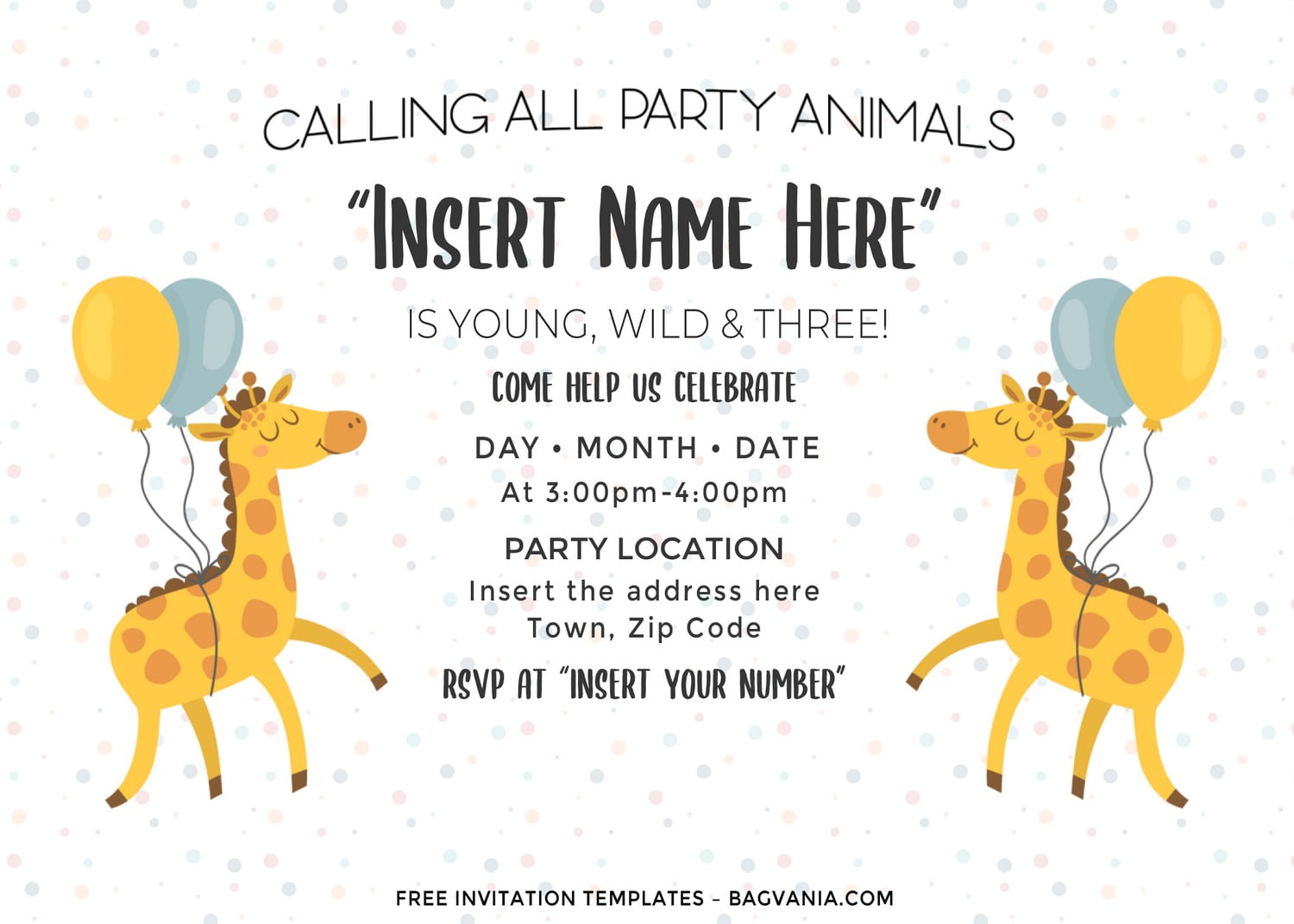 Free Cute Party Animals Birthday Invitation Templates For Word | FREE  Printable Birthday Invitation Templates - Bagvania