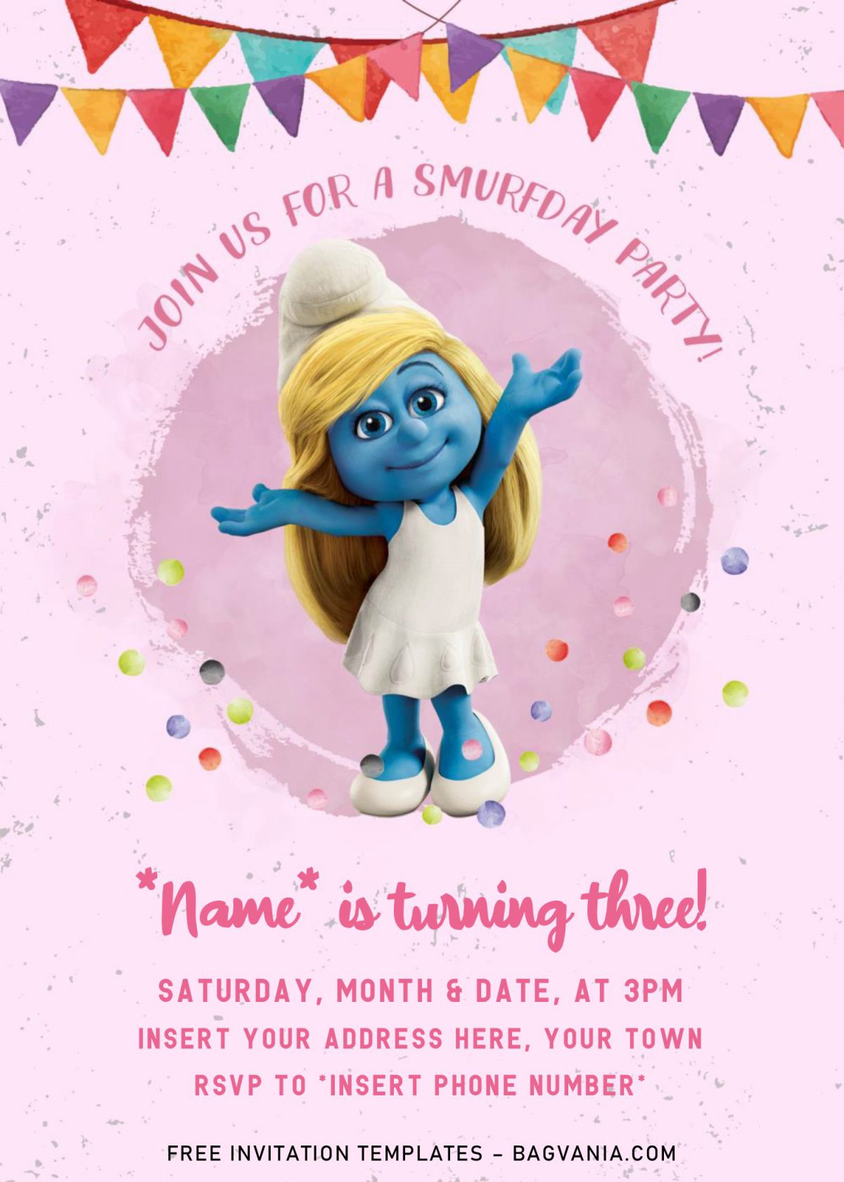 Free Smurf Birthday Invitation Templates For Free and has cute font styles
