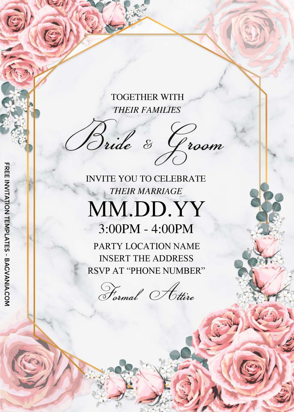 Free Dusty Rose Wedding Invitation Templates For Word