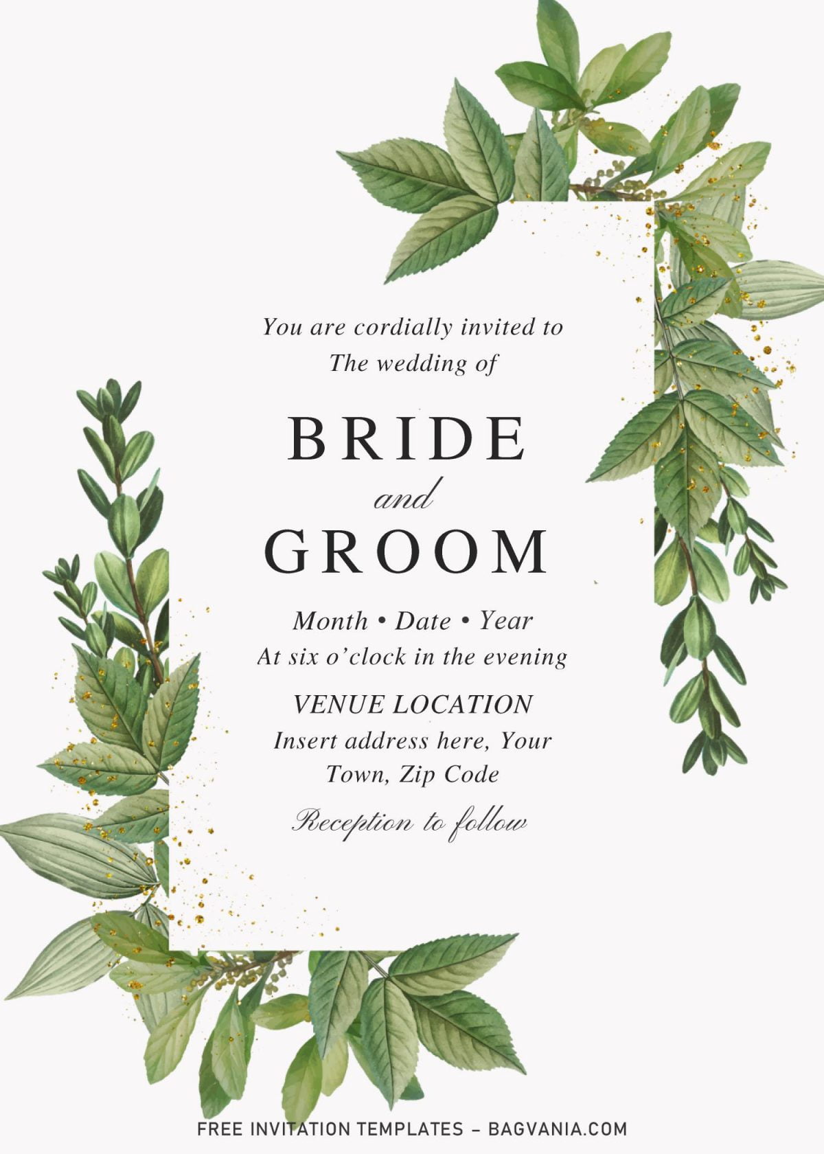 Free Botanical Leaves Wedding Invitation Templates For Word and has eucalyptus leaves