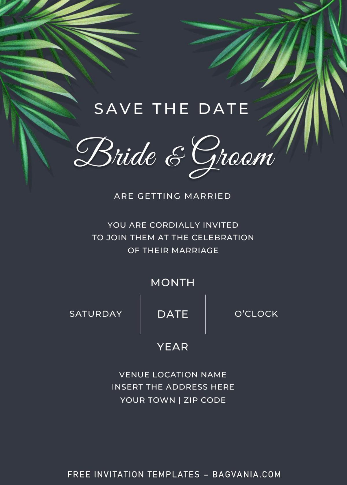 Free Greenery Wedding Invitation Templates For Word and has dark gray background