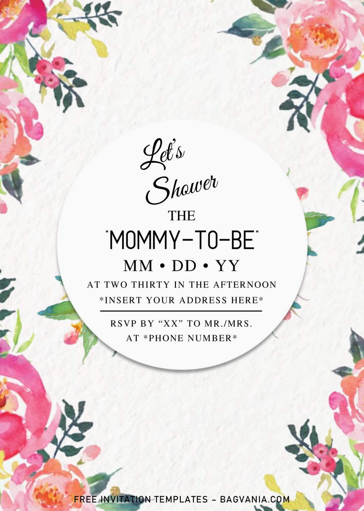 Free Summer Garden Baby Shower Invitation Templates Here and has floral border