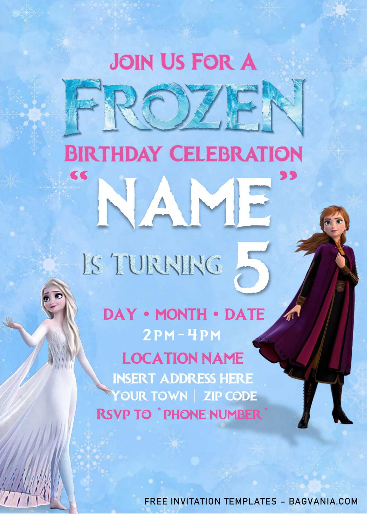 Free Frozen Birthday Invitation Templates For Word and has Elsa dressing in stunning white dress
