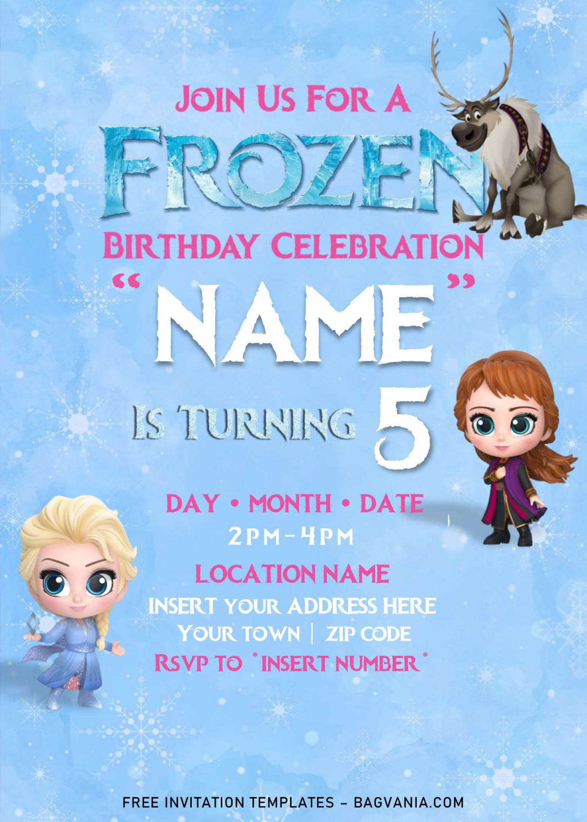 Free Frozen Birthday Invitation Templates For Word and has Chiby Elsa and Anna